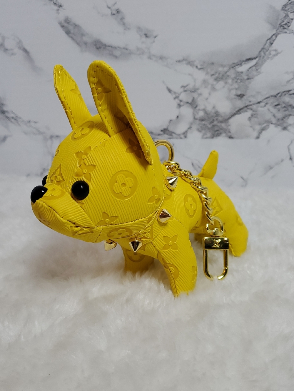 Yellow Designer-Style French BullDog Keychain Bag Charm NWT